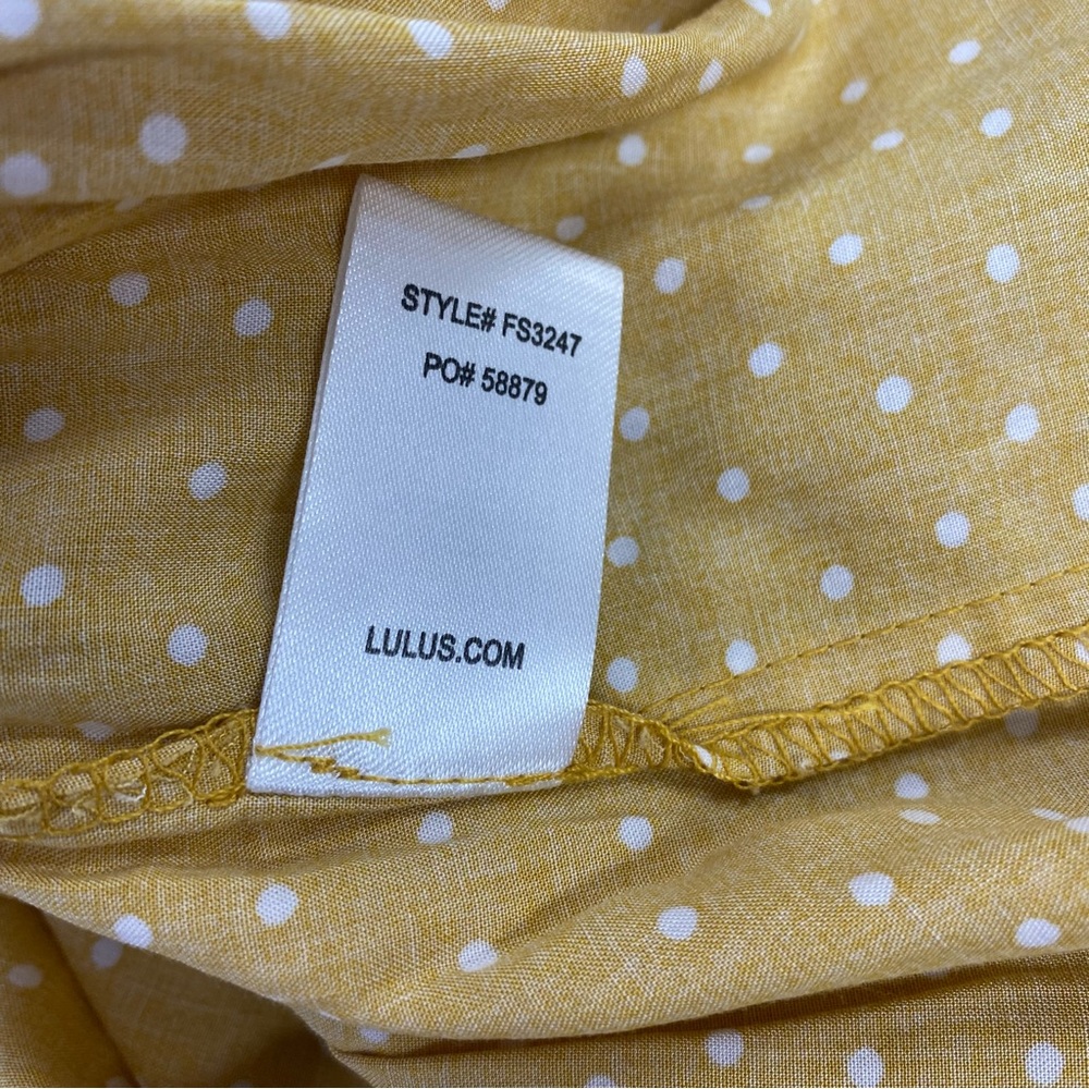 Lulus Call You Mine Mini Skirt Yellow Polka Dot small - Picture 9 of 10